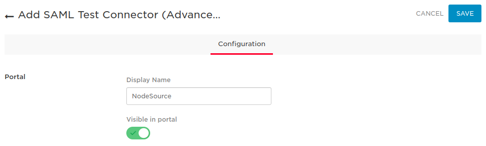 Add SAML Test Connector