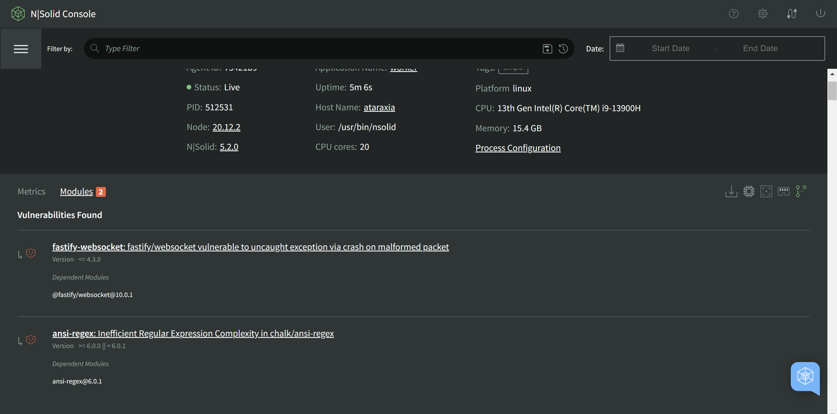 Dashboard Vuln view