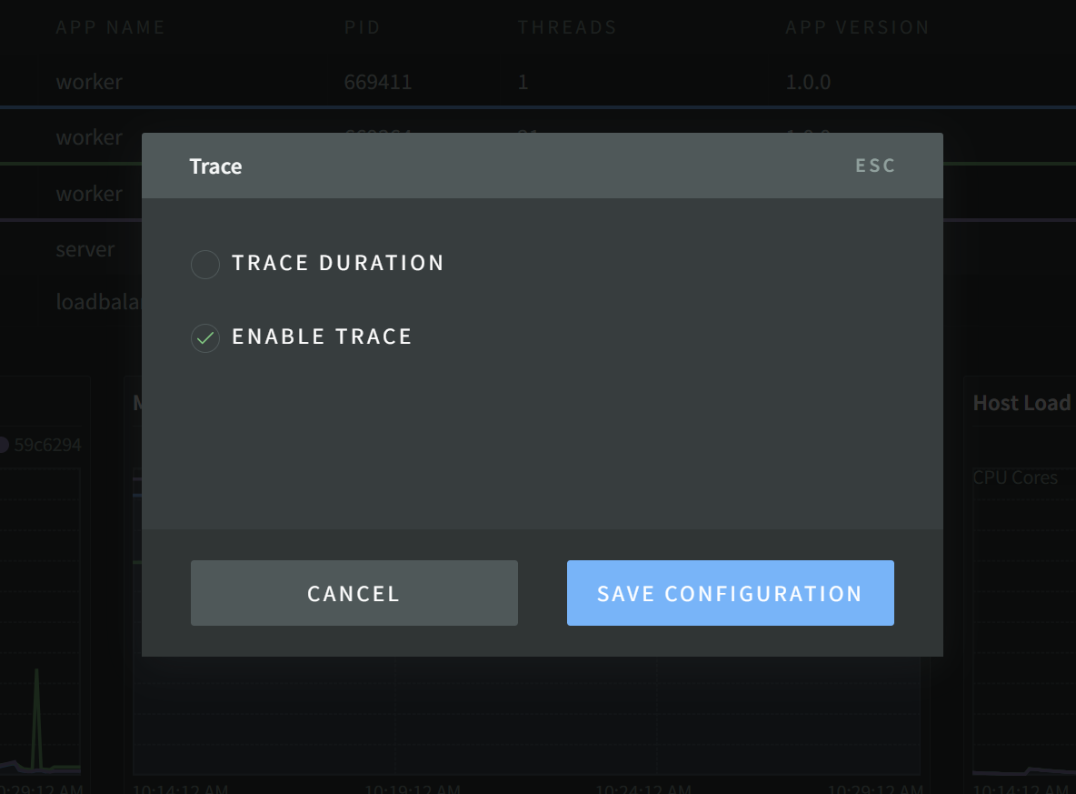 Tracing Modal