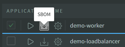 List / Dashboard SBOM
