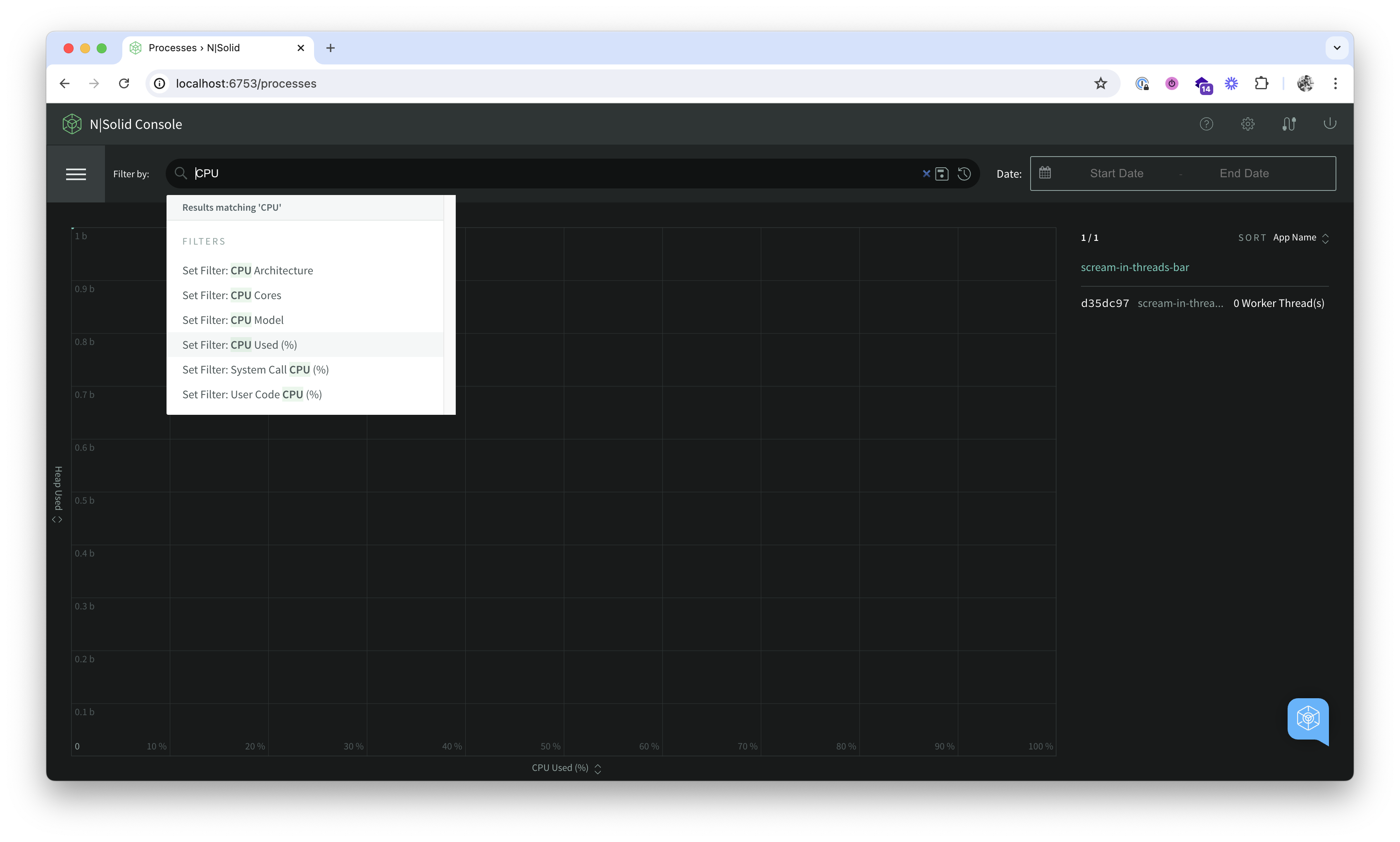 Scatterplot view filter select