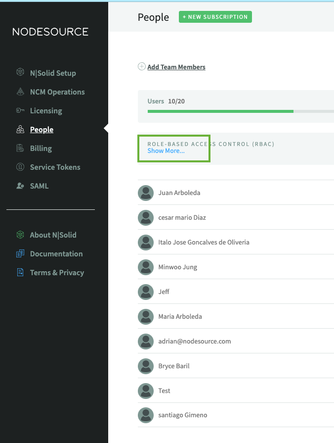 RBAC In Settings > People